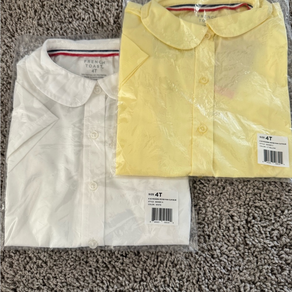 French Toast Kids' Button Down Shirts in White and Yellow